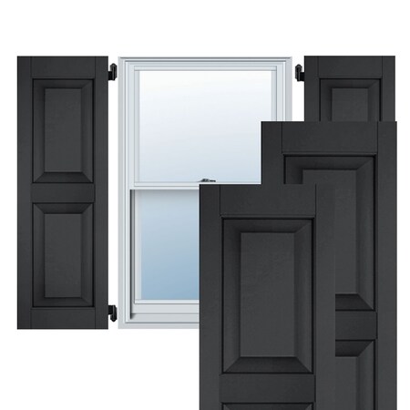 Ekena Millwork 18"W x 78"H Exterior Real Wood Pine Raised Panel Shutters, Black PR RWR18X078BLP